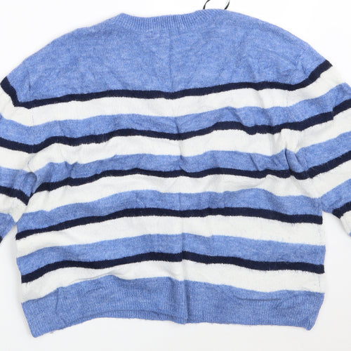 H&M Womens Blue Striped  Pullover Jumper Size M