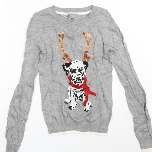 NEXT Womens Grey   Pullover Sweatshirt Size 6  - Seasonal Christmas Festive Holiday