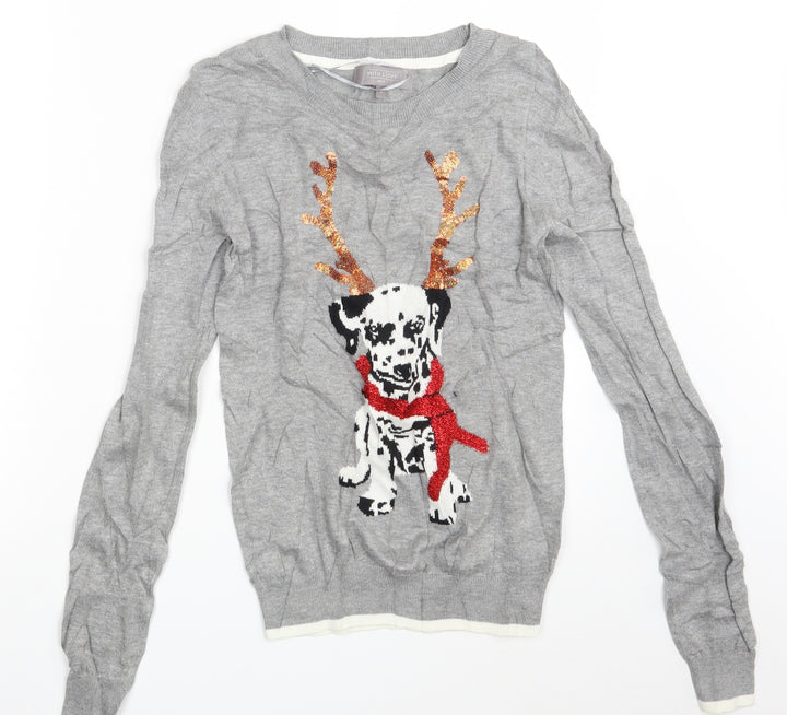 NEXT Womens Grey Pullover Sweatshirt Size 6 - Seasonal Christmas Festive Holiday