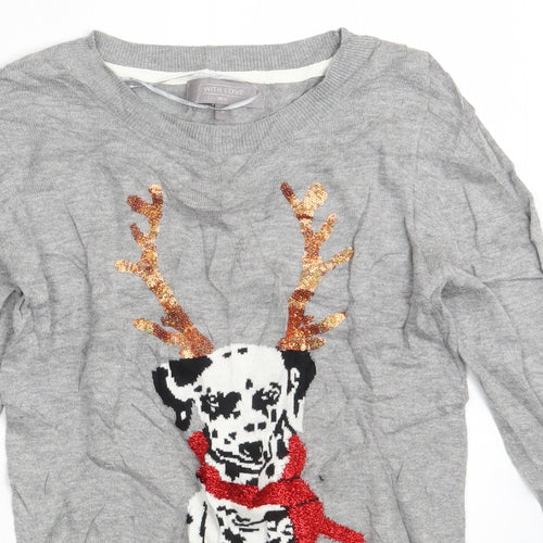 NEXT Womens Grey   Pullover Sweatshirt Size 6  - Seasonal Christmas Festive Holiday