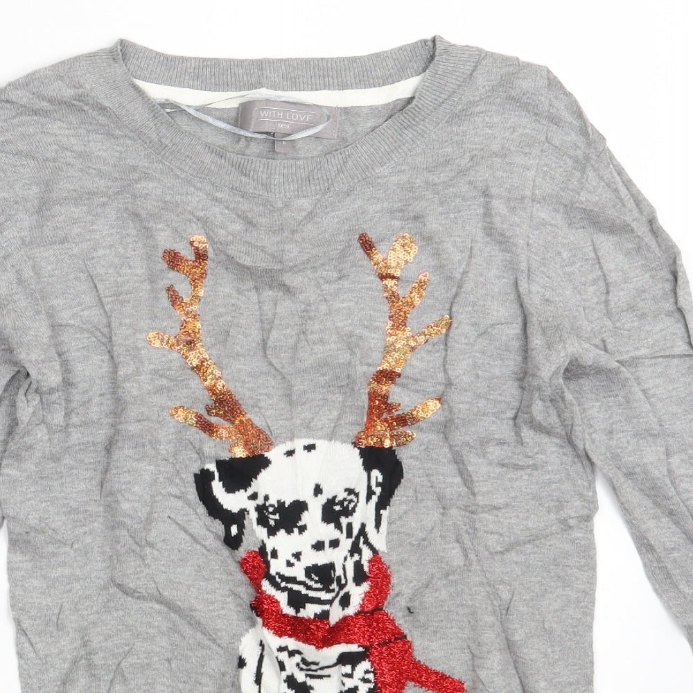 NEXT Womens Grey   Pullover Sweatshirt Size 6  - Seasonal Christmas Festive Holiday