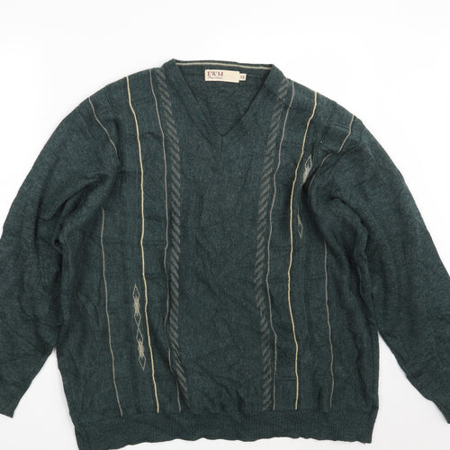 EWM Mens Green Argyle/Diamond  Pullover Jumper Size XL