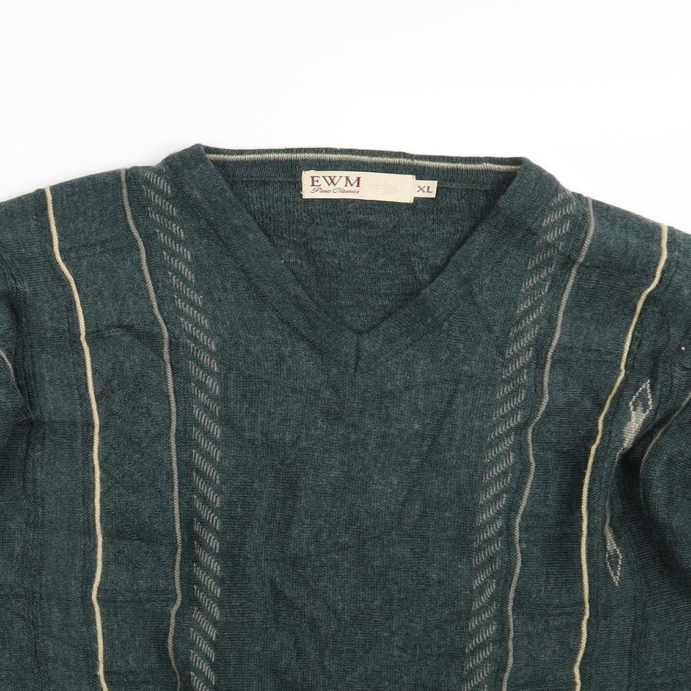 EWM Mens Green Argyle/Diamond  Pullover Jumper Size XL