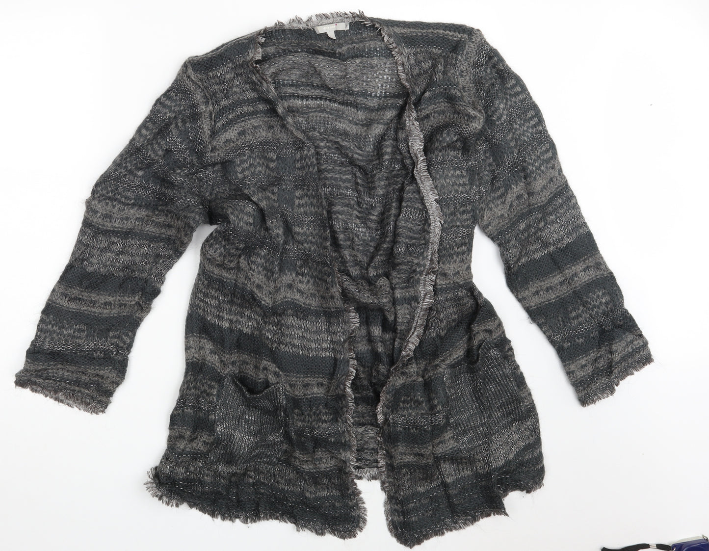 Per Una Womens Grey Striped  Wrap Jumper Size 18