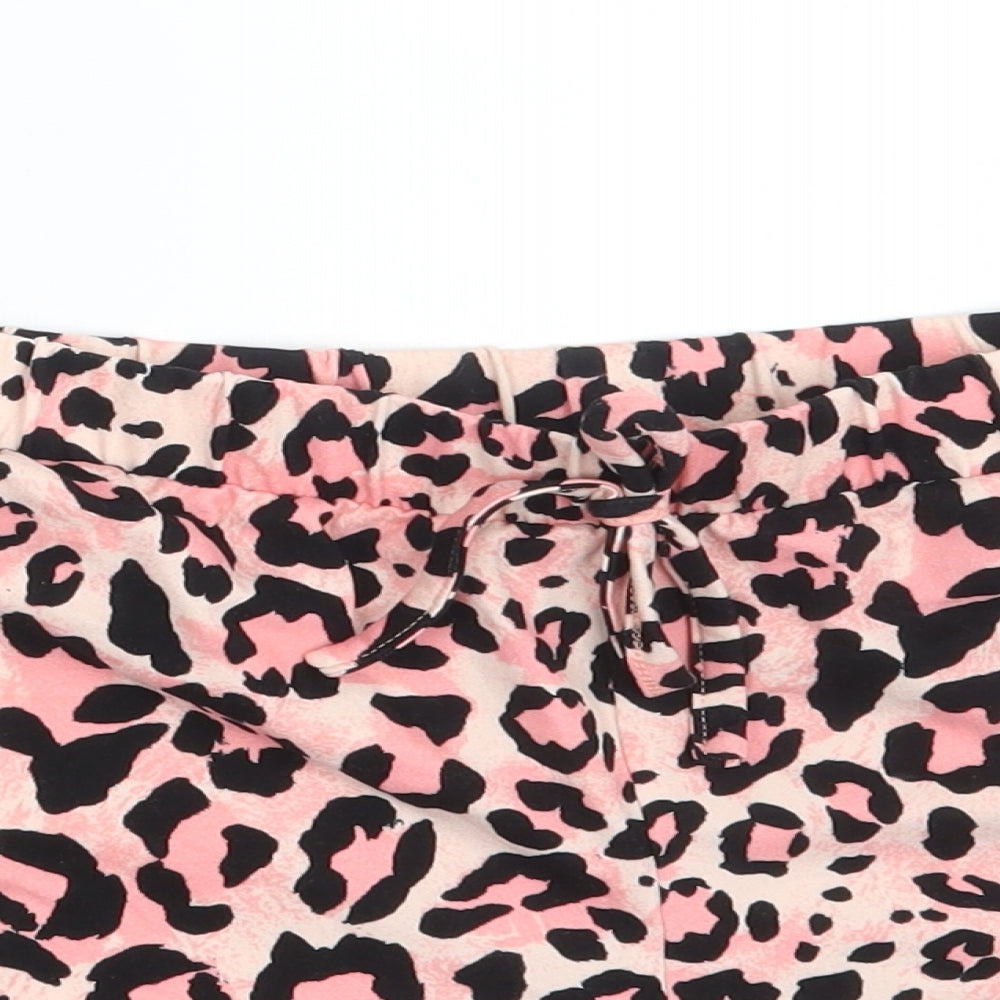 New Look Womens Pink Animal Print  Sweat Shorts Size M