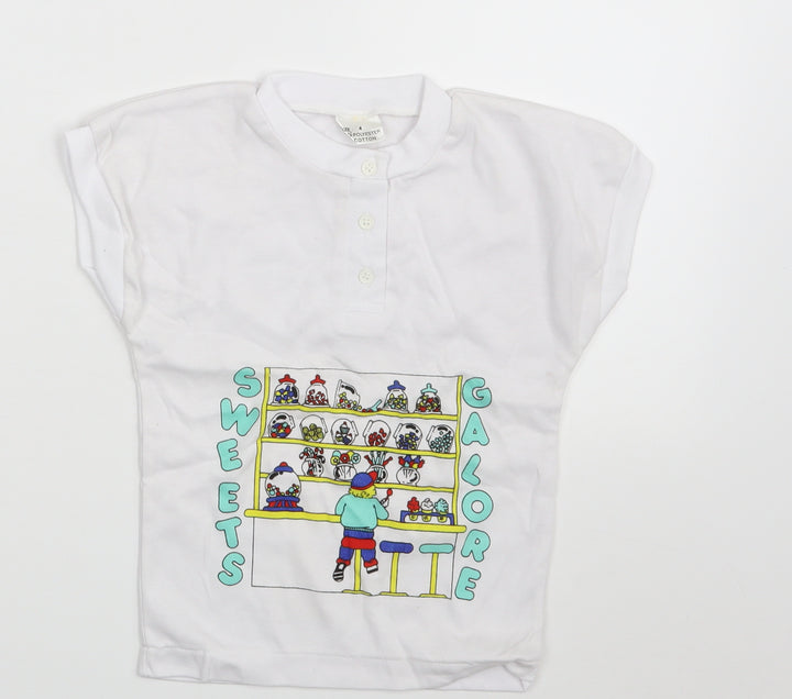 Preworn Boys White   Basic T-Shirt Size 4 Years