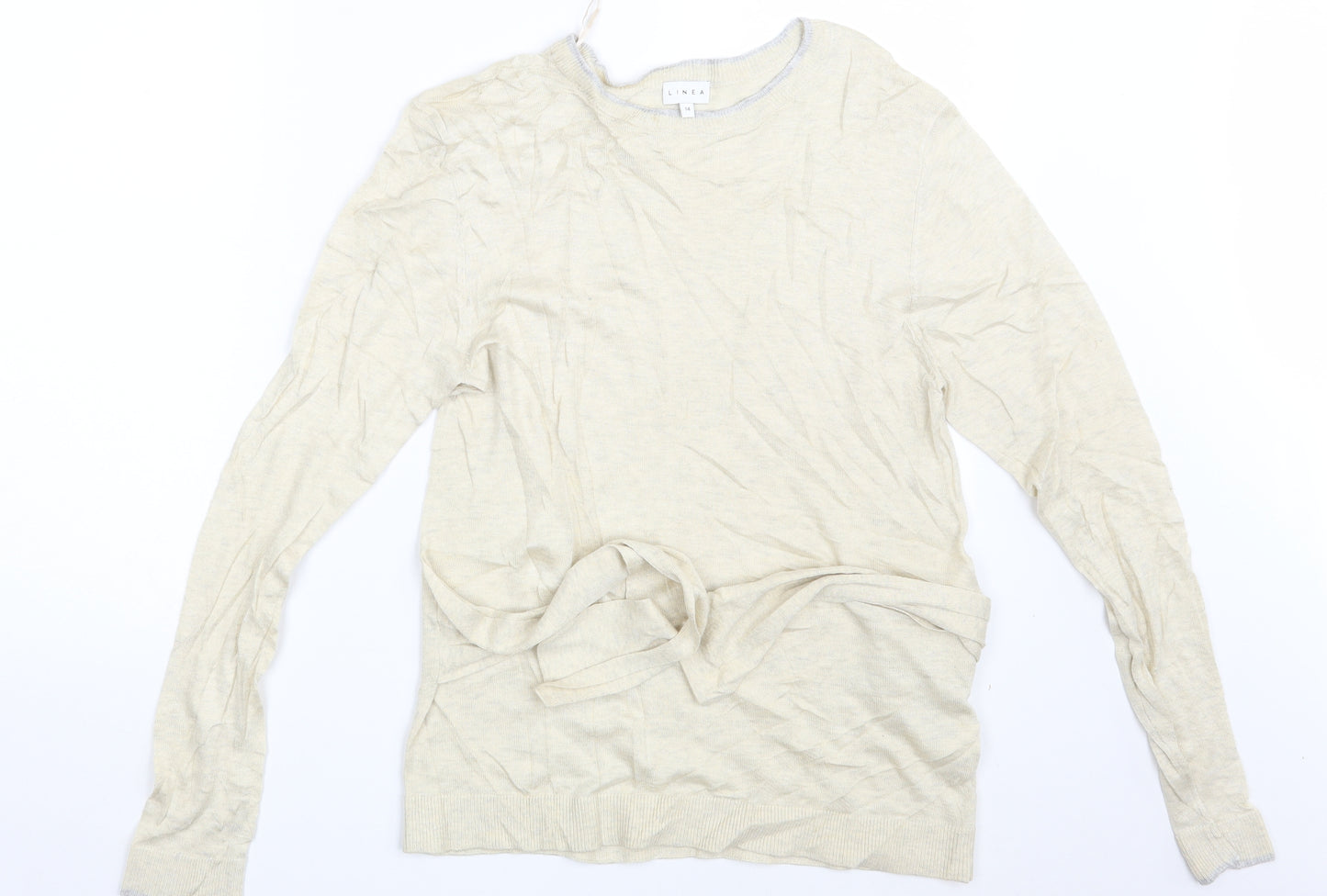 Linea Womens Beige   Pullover Sweatshirt Size 14