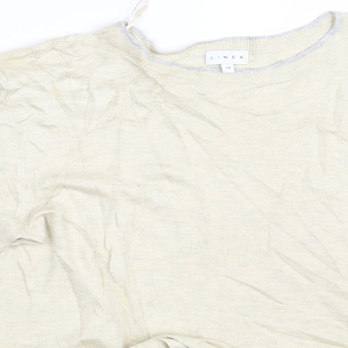 Linea Womens Beige   Pullover Sweatshirt Size 14