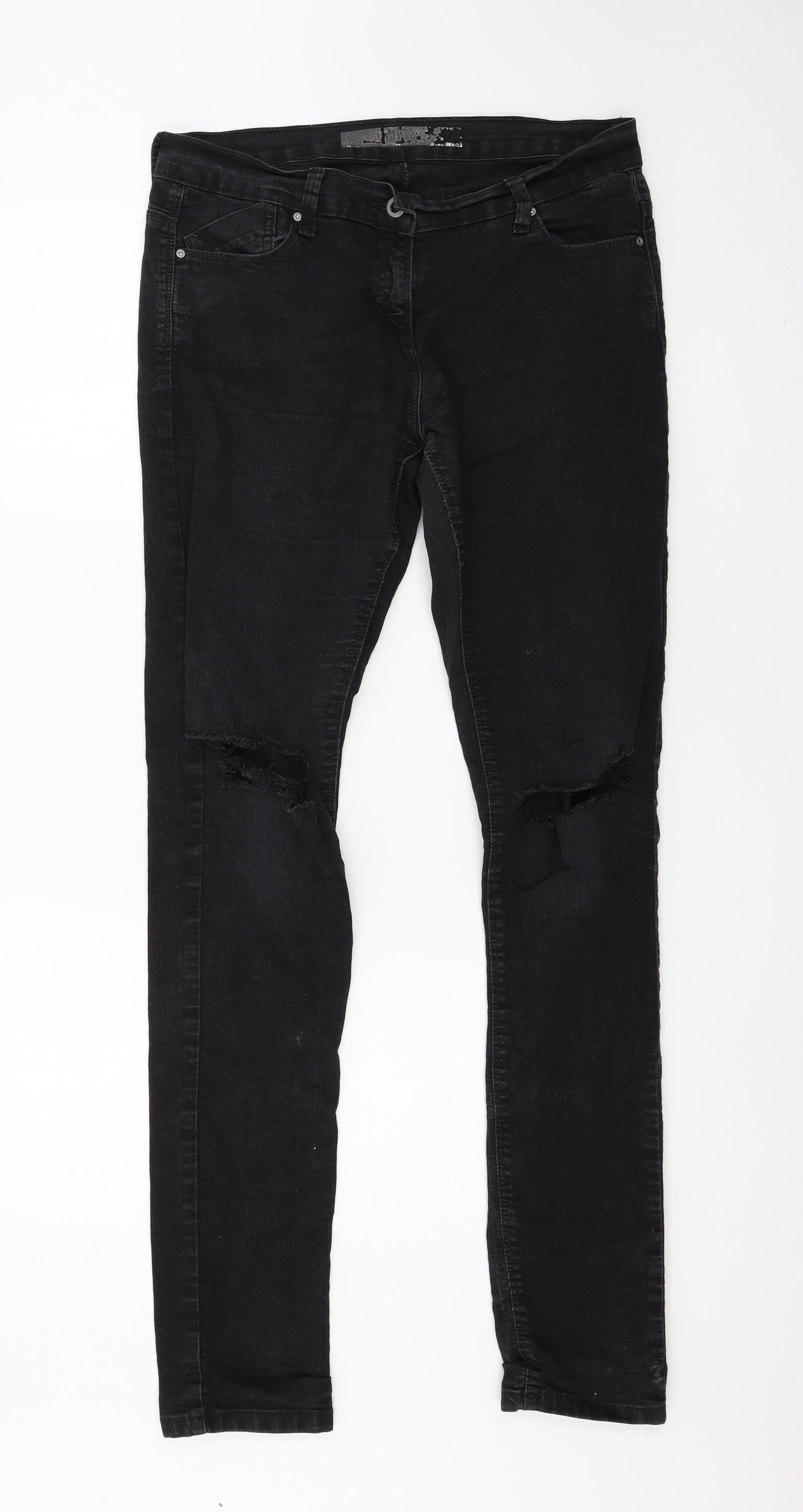 Denim & Co. Womens Black  Denim Skinny Jeans Size 14 L32 in