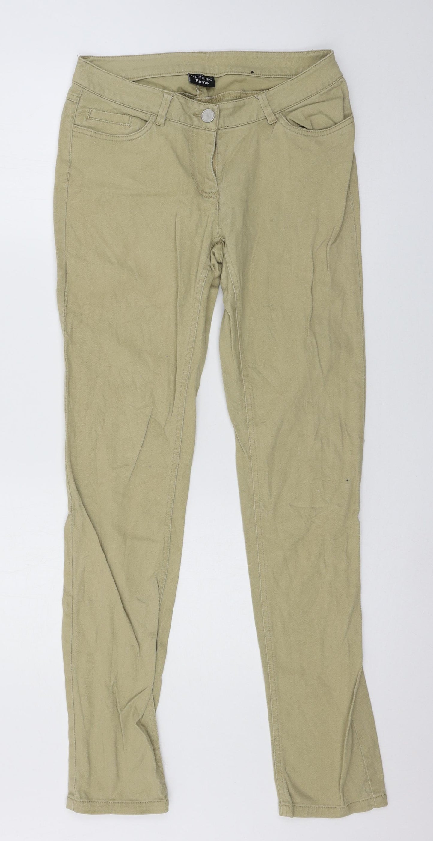 Flame Womens Beige  Denim Skinny Jeans Size 12 L31 in