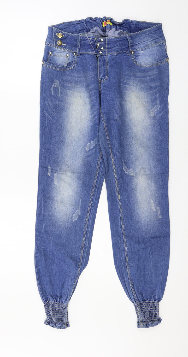 Push up Womens Blue Denim Mom Jeans Size 34 in L30 in