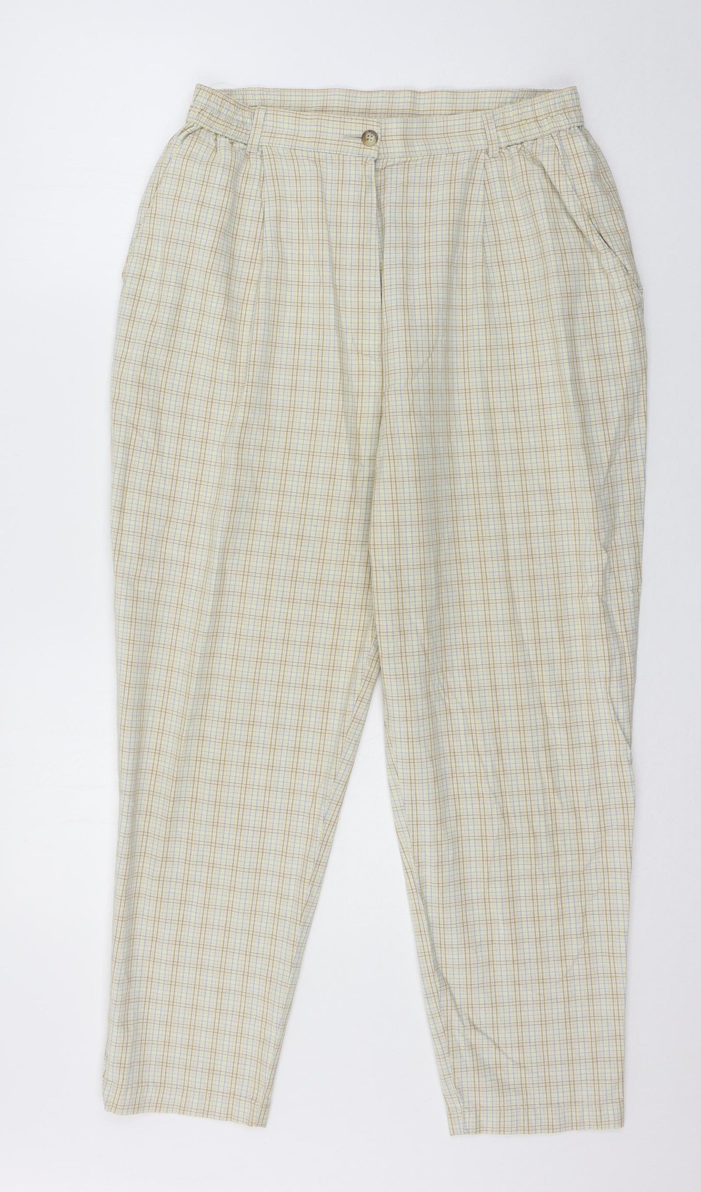 St Michael Womens Beige Check  Trousers  Size 16 L26 in