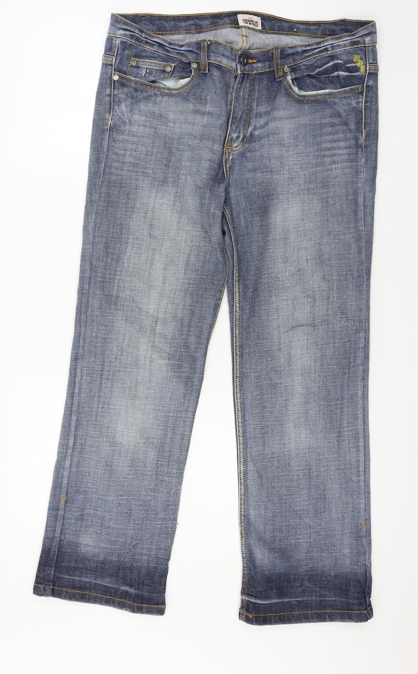 Colors Of The World Womens Blue  Denim Straight Jeans Size 16 L27 in