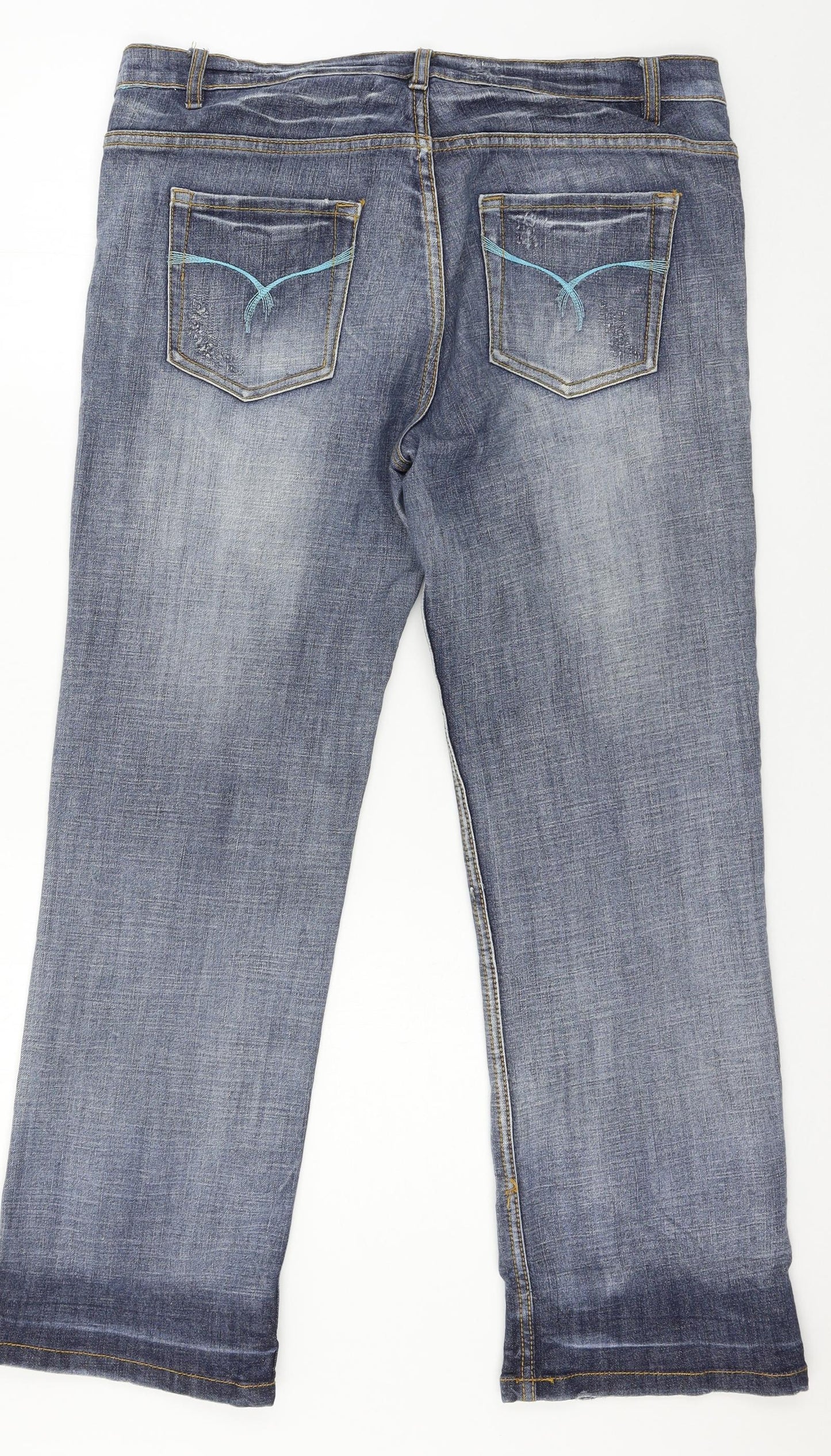 Colors Of The World Womens Blue  Denim Straight Jeans Size 16 L27 in