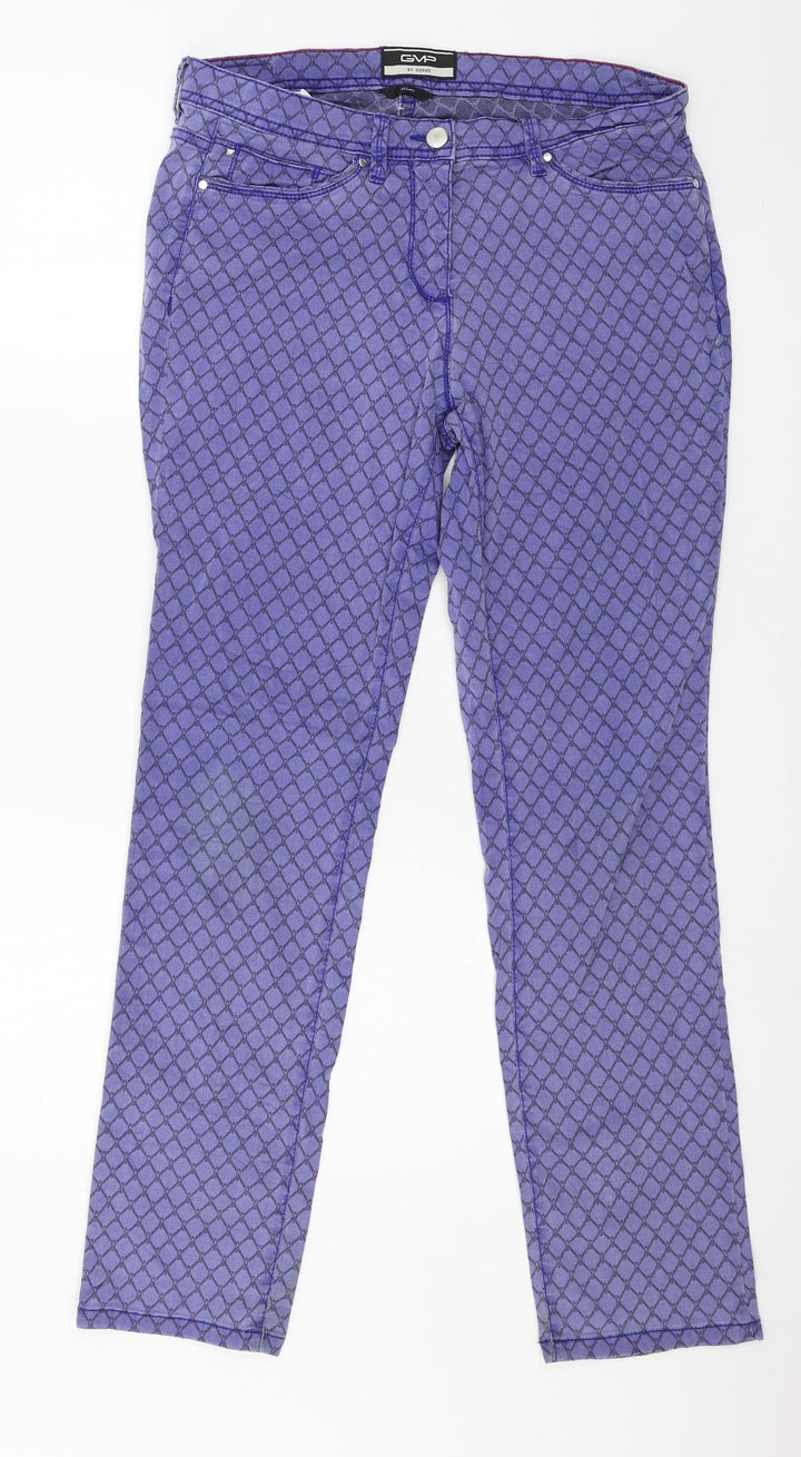 Gerke Womens Blue Argyle/Diamond Denim Skinny Jeans Size 14 L30 in