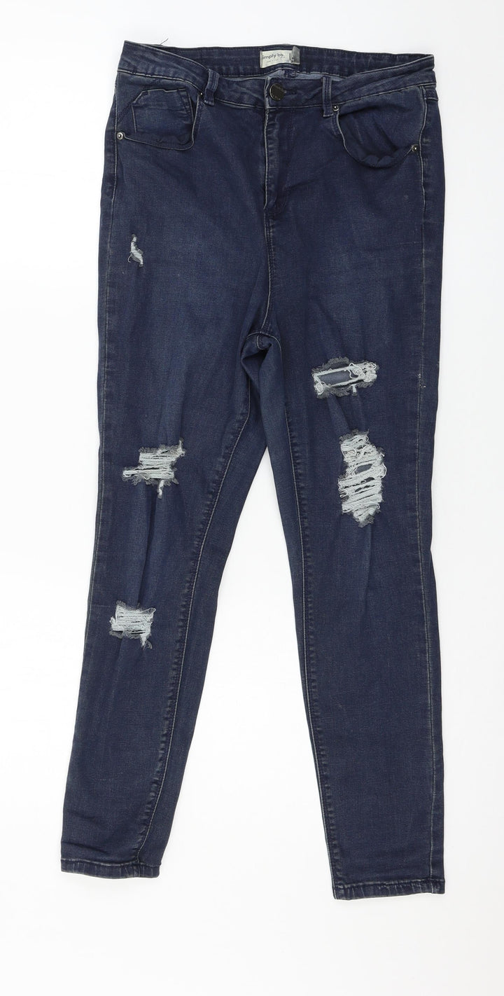 Simply Be Womens Blue Denim Skinny Jeans Size 8 L25 in