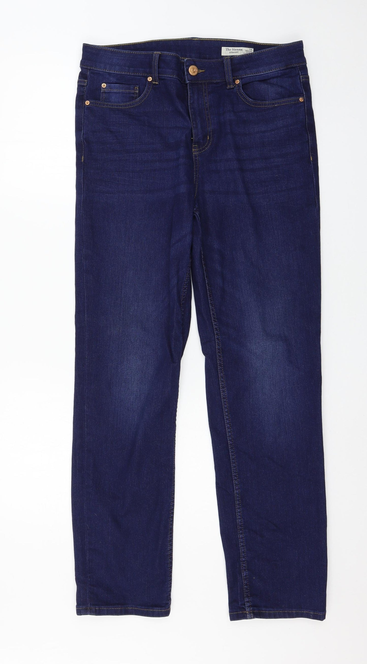 Marks and Spencer Womens Blue  Denim Straight Jeans Size 14 L30 in