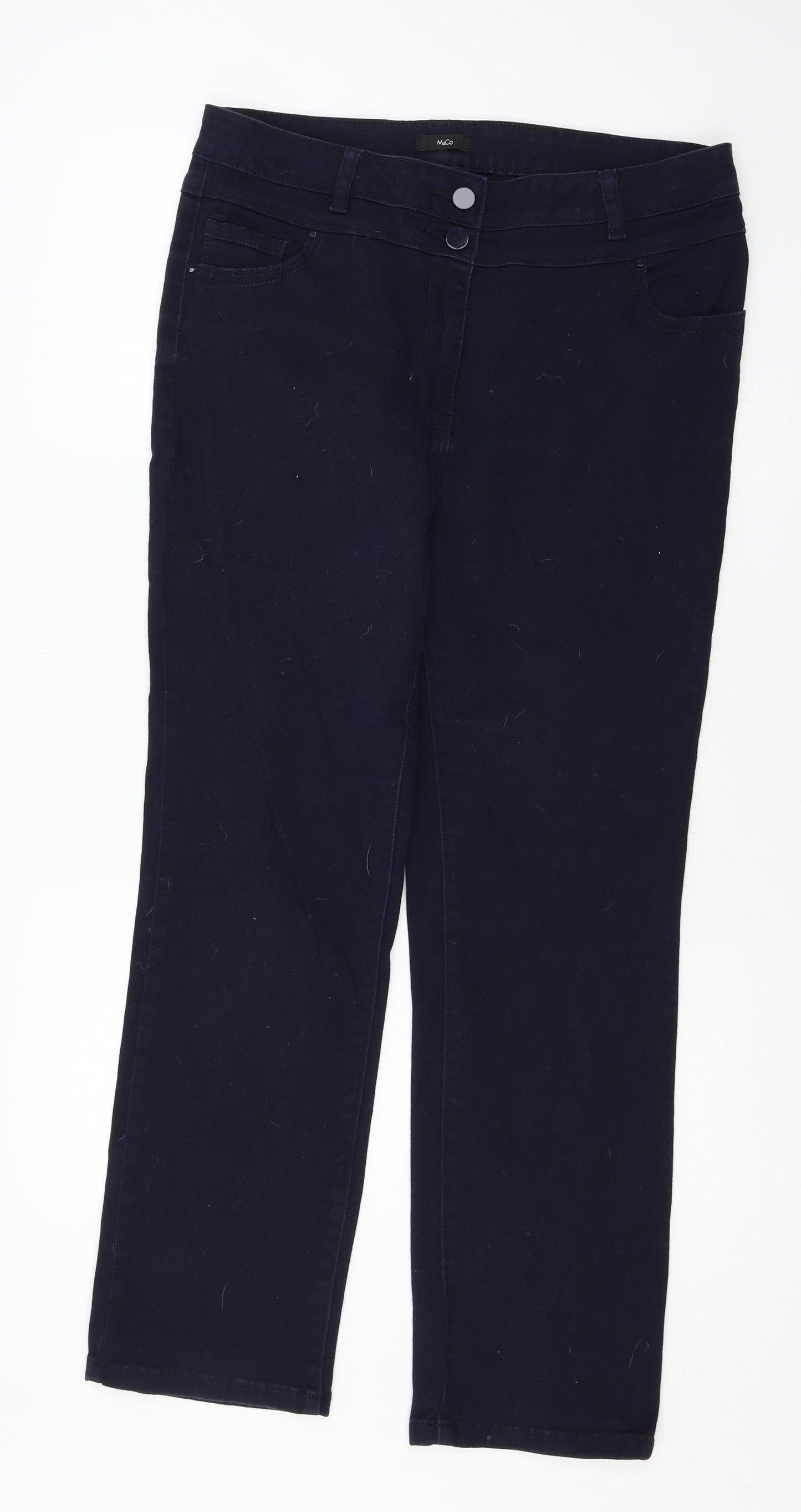 M&Co Womens Blue  Denim Straight Jeans Size 14 L28 in