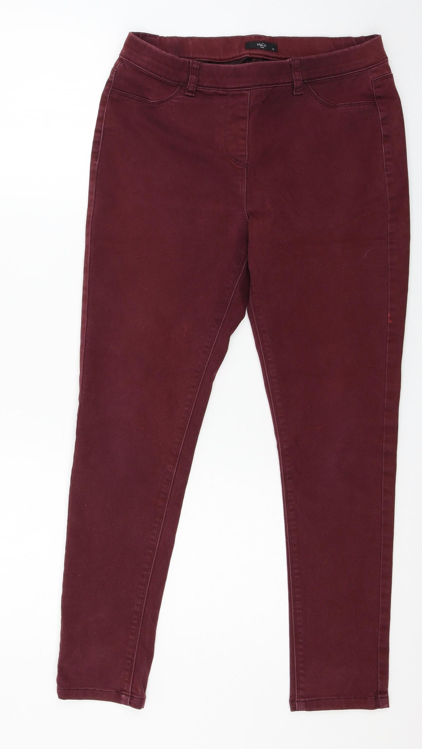 M&Co Womens Red  Denim Jegging Jeans Size 12 L26 in