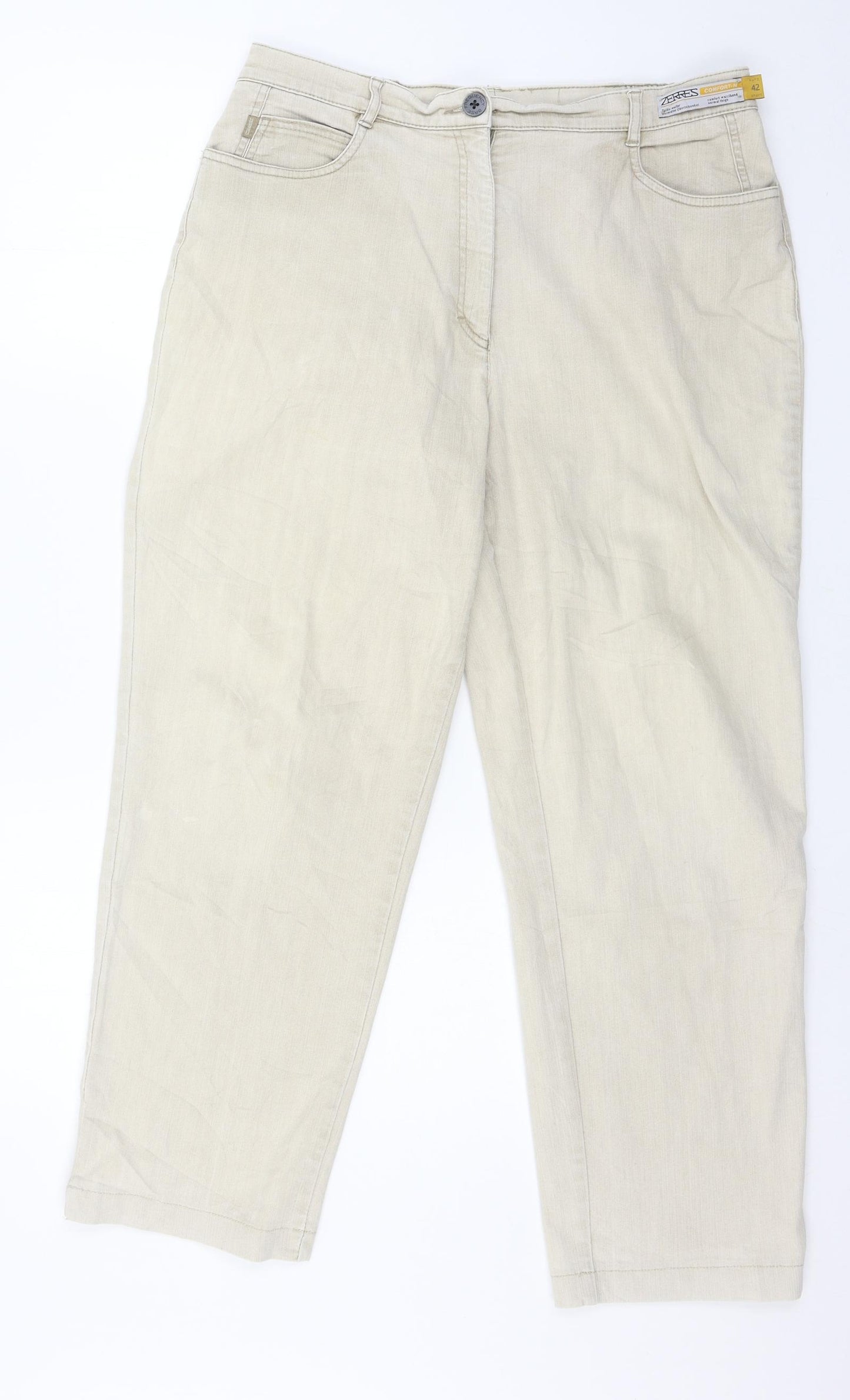 ZERRES Womens Ivory  Denim Straight Jeans Size 14 L27 in