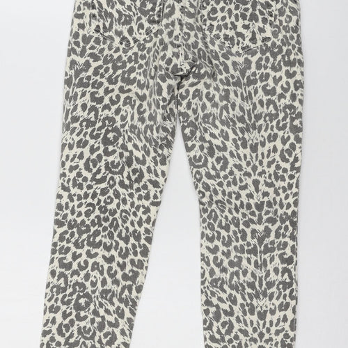 Mango Womens White Animal Print Denim Skinny Jeans Size 6 L25 in