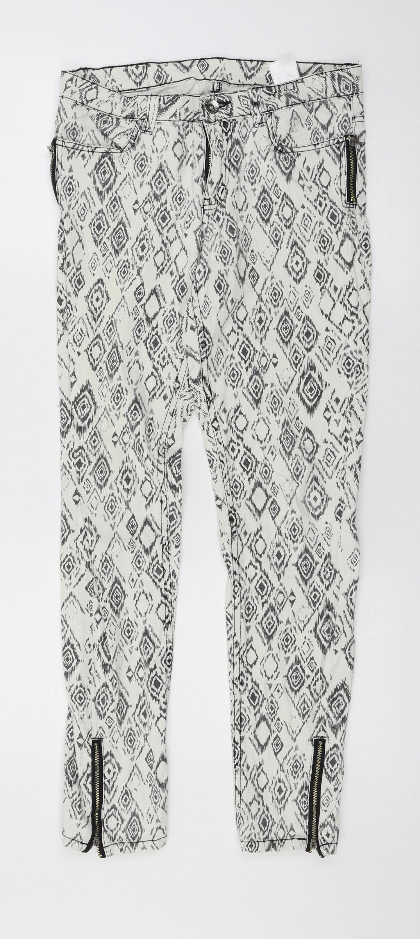 BIG STAR Womens White Geometric Denim Skinny Jeans Size 30 in L29 in