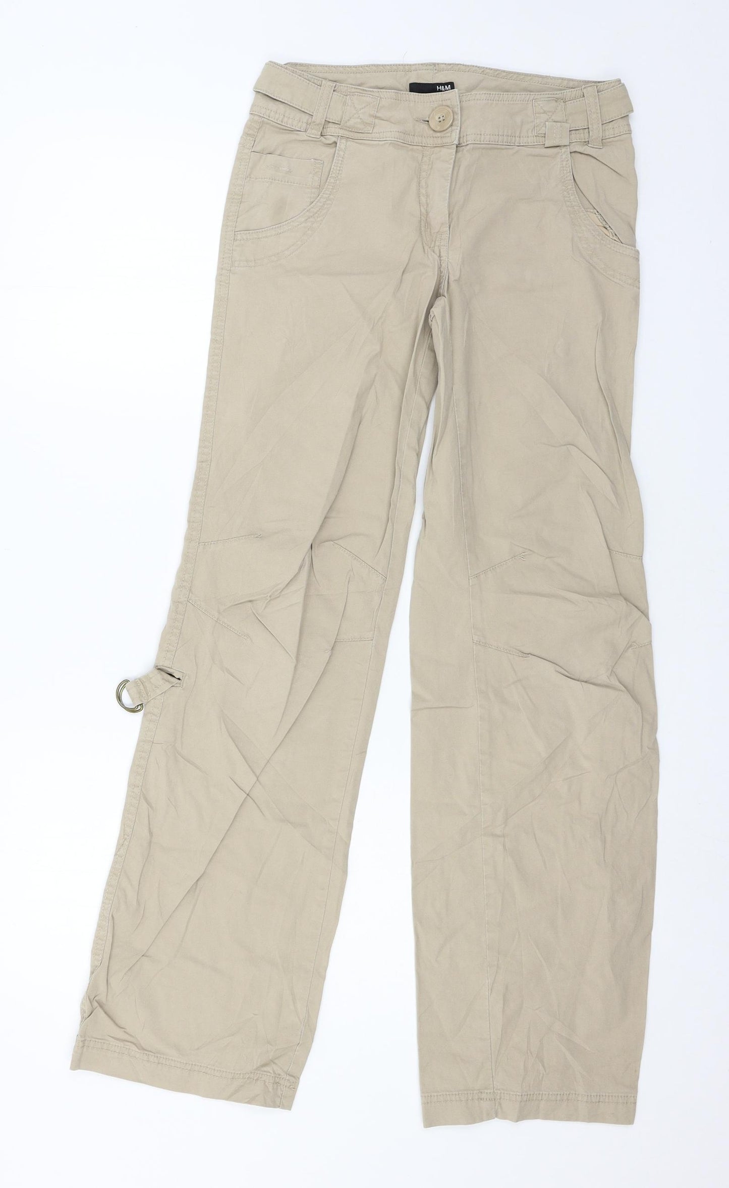 H&M Womens Brown   Cargo Trousers Size 6 L30 in