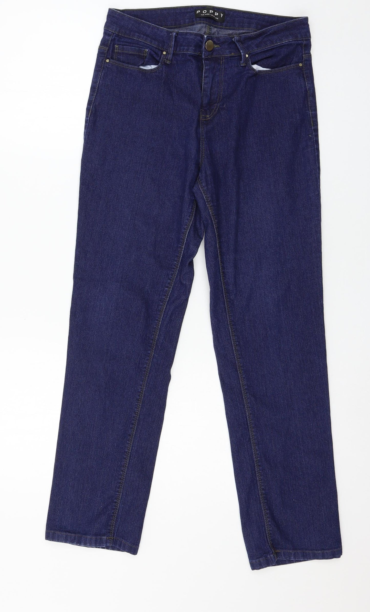 Peacocks Womens Blue  Denim Straight Jeans Size 10 L27 in