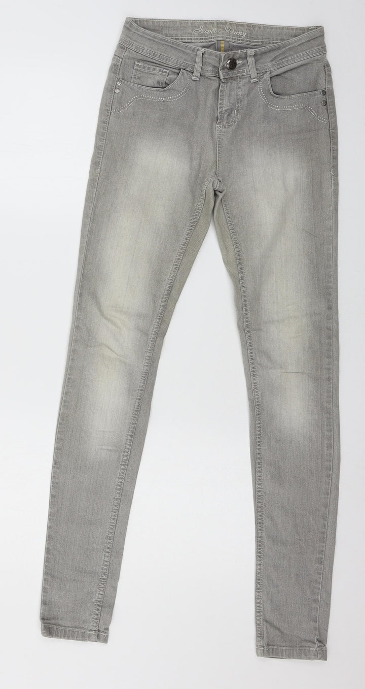 Denim & Co. Womens Grey Denim Skinny Jeans Size 10 L31 in