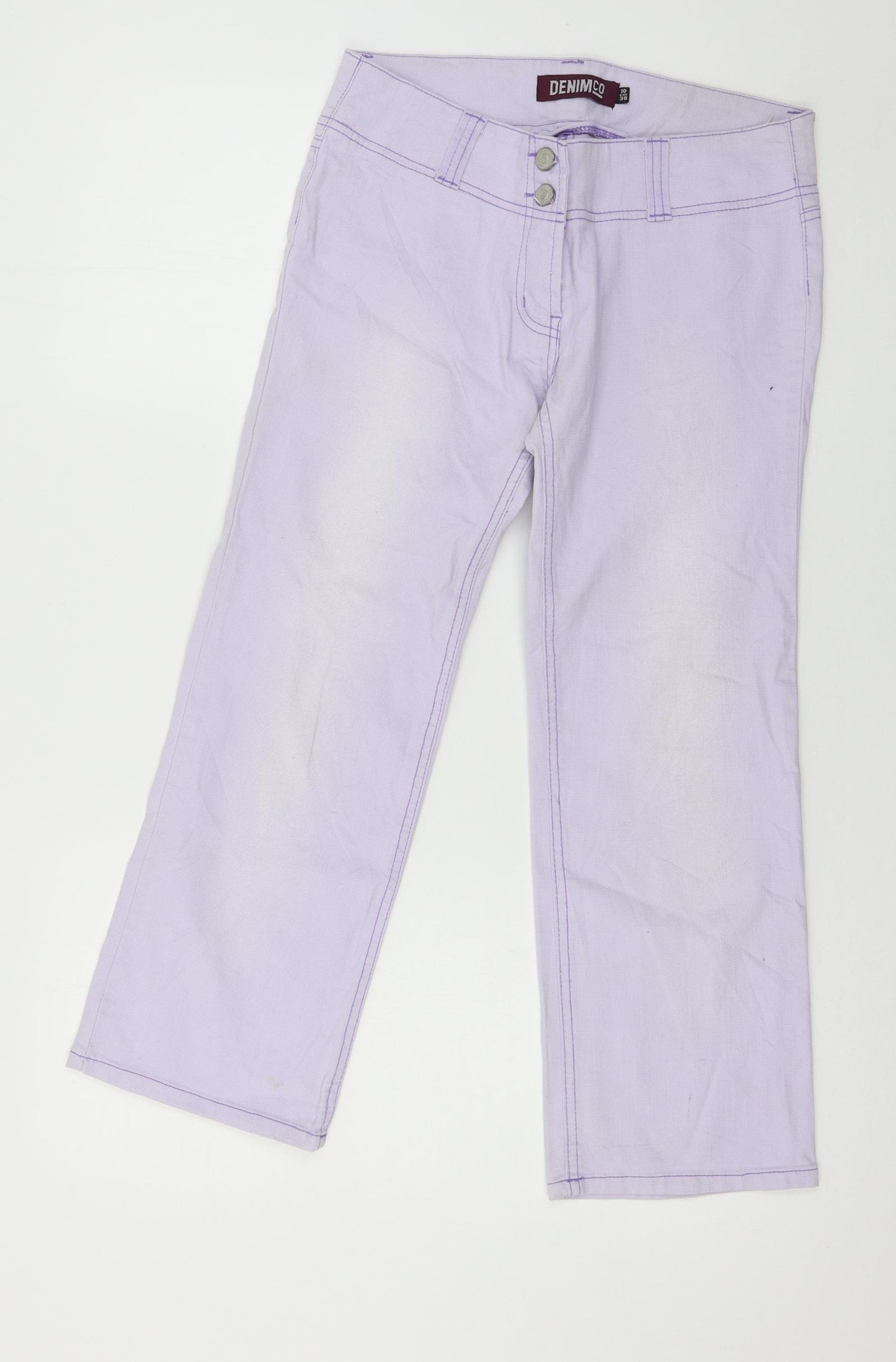 Denim & Co. Womens Purple  Denim Straight Jeans Size 10 L24 in