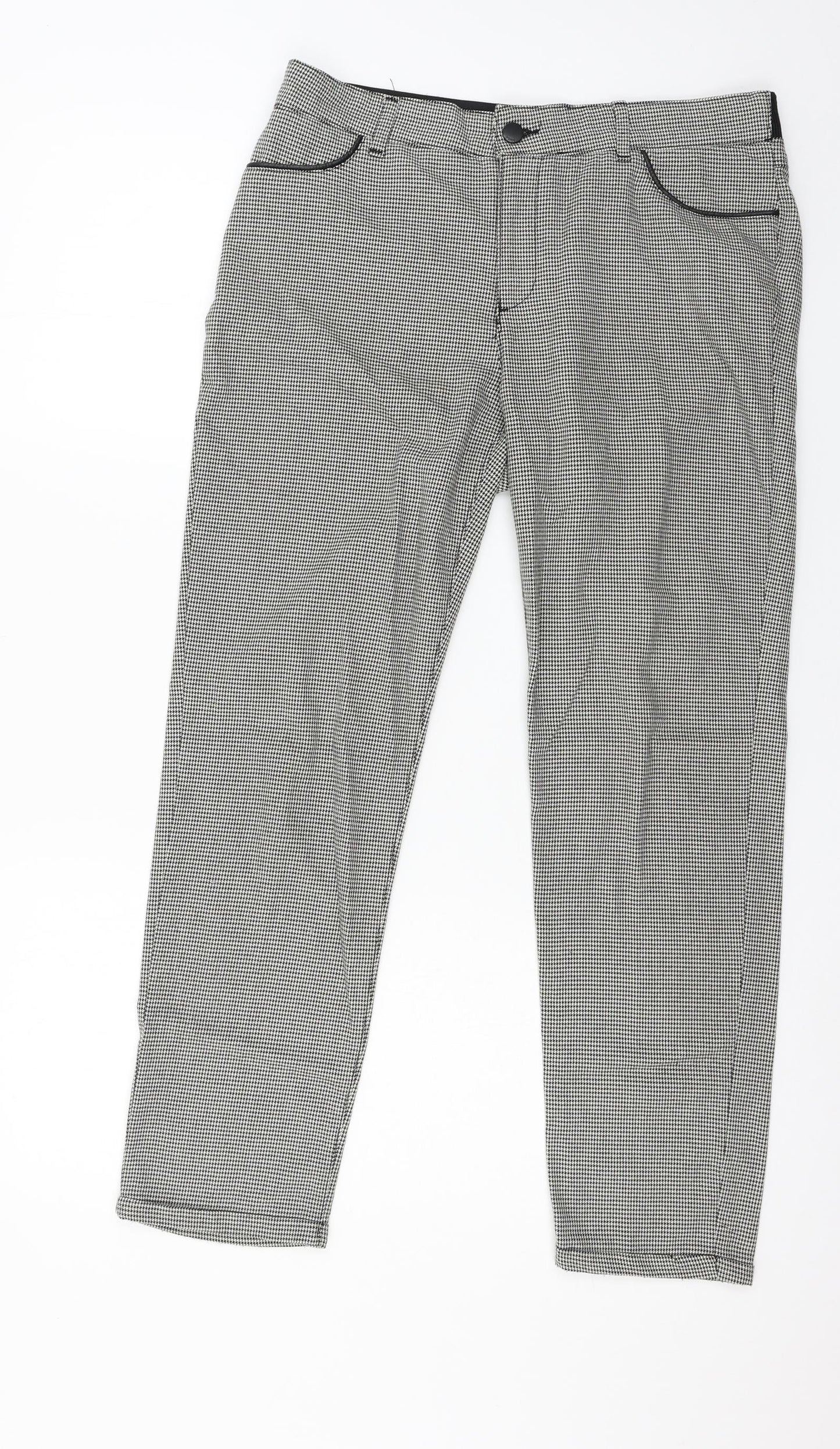 xside Womens Black Check  Trousers  Size 12 L27 in