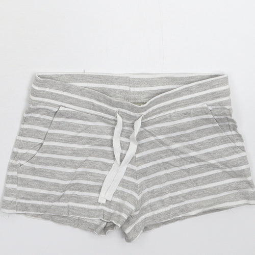 H&M Girls Grey Striped  Sweat Shorts Size 8-9 Years