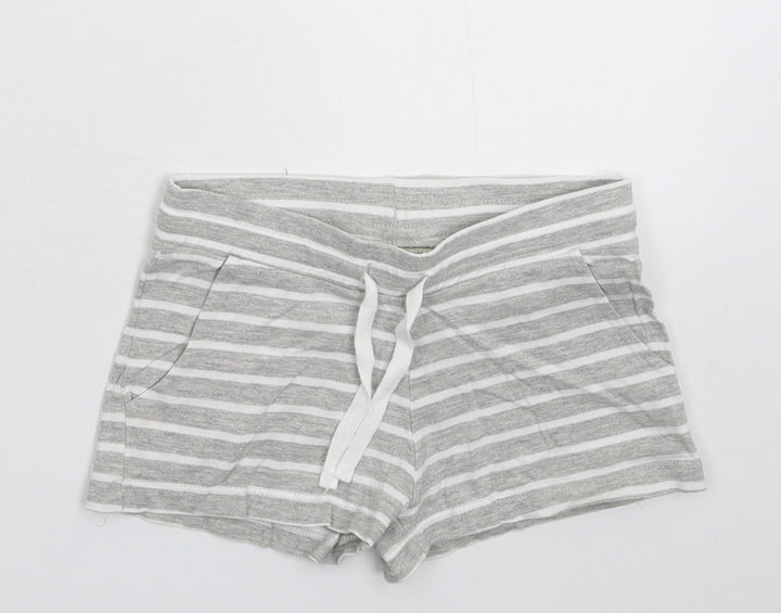 H&M Girls Grey Striped  Sweat Shorts Size 8-9 Years
