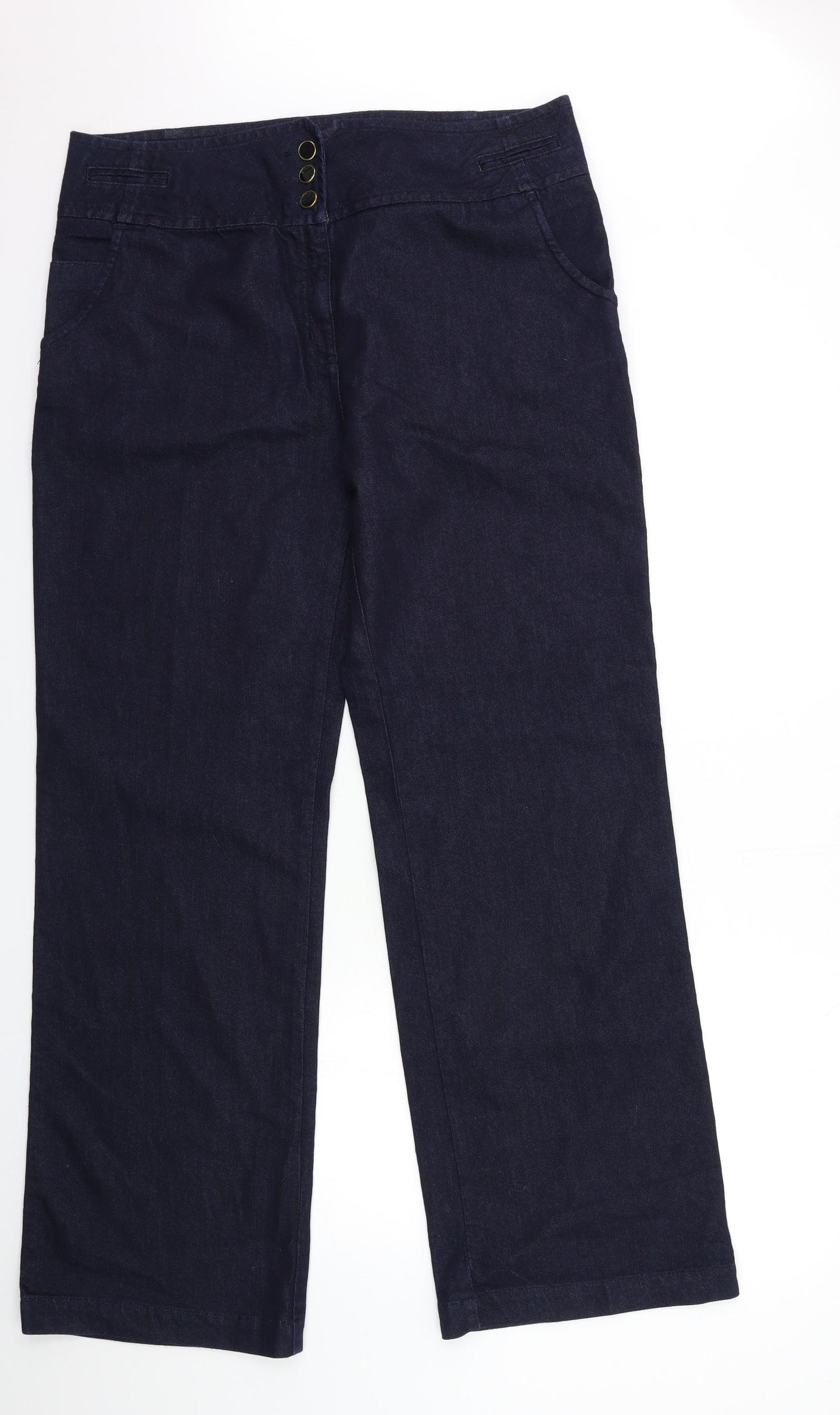 Wallis Womens Blue  Denim Wide-Leg Jeans Size 18 L33 in