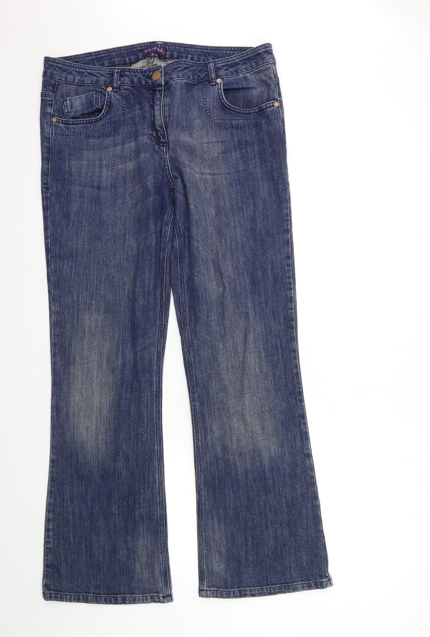 Long Tall Sally Womens Blue  Denim Flared Jeans Size 18 L33 in