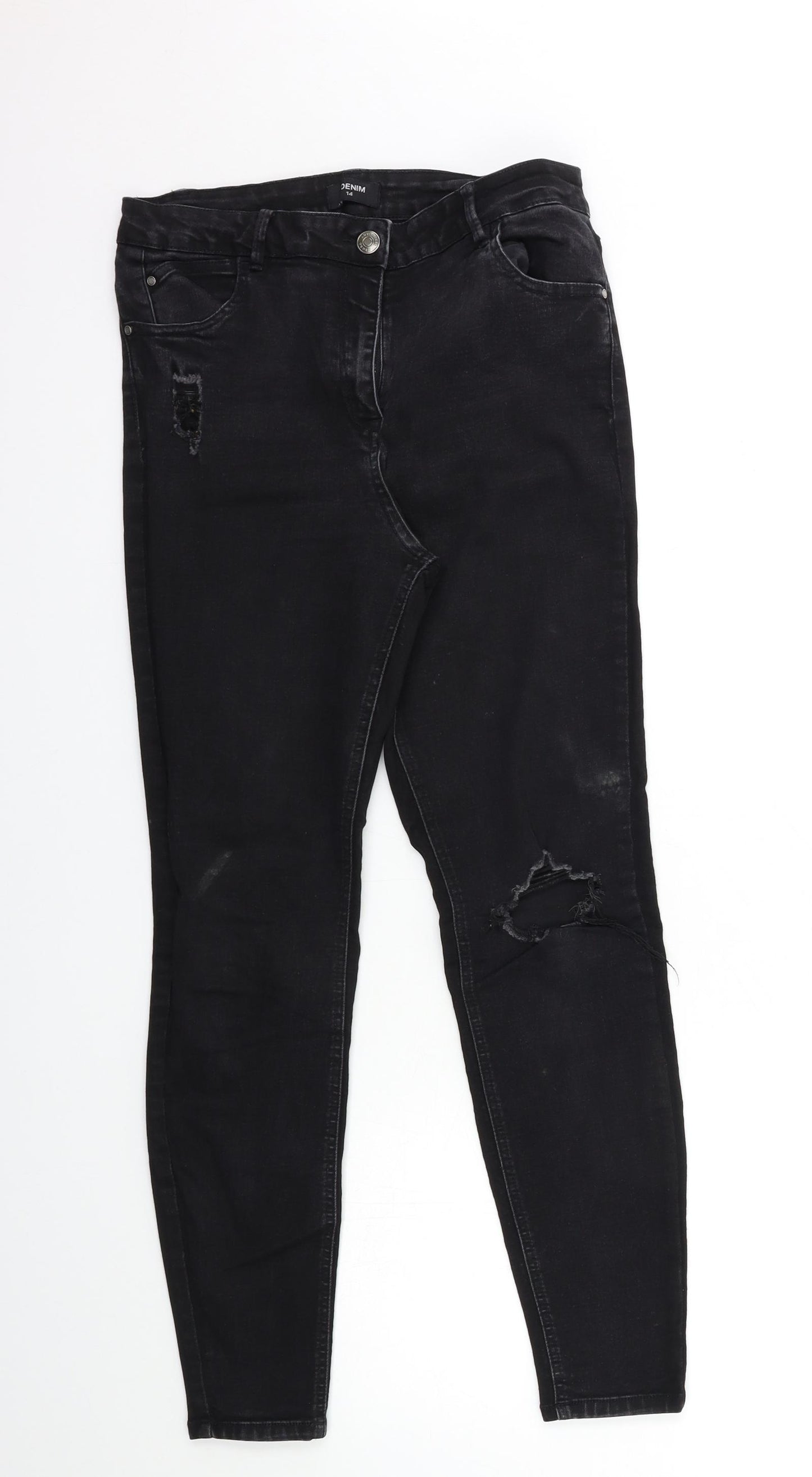 Matalan Womens Black  Denim Skinny Jeans Size 14 L27 in