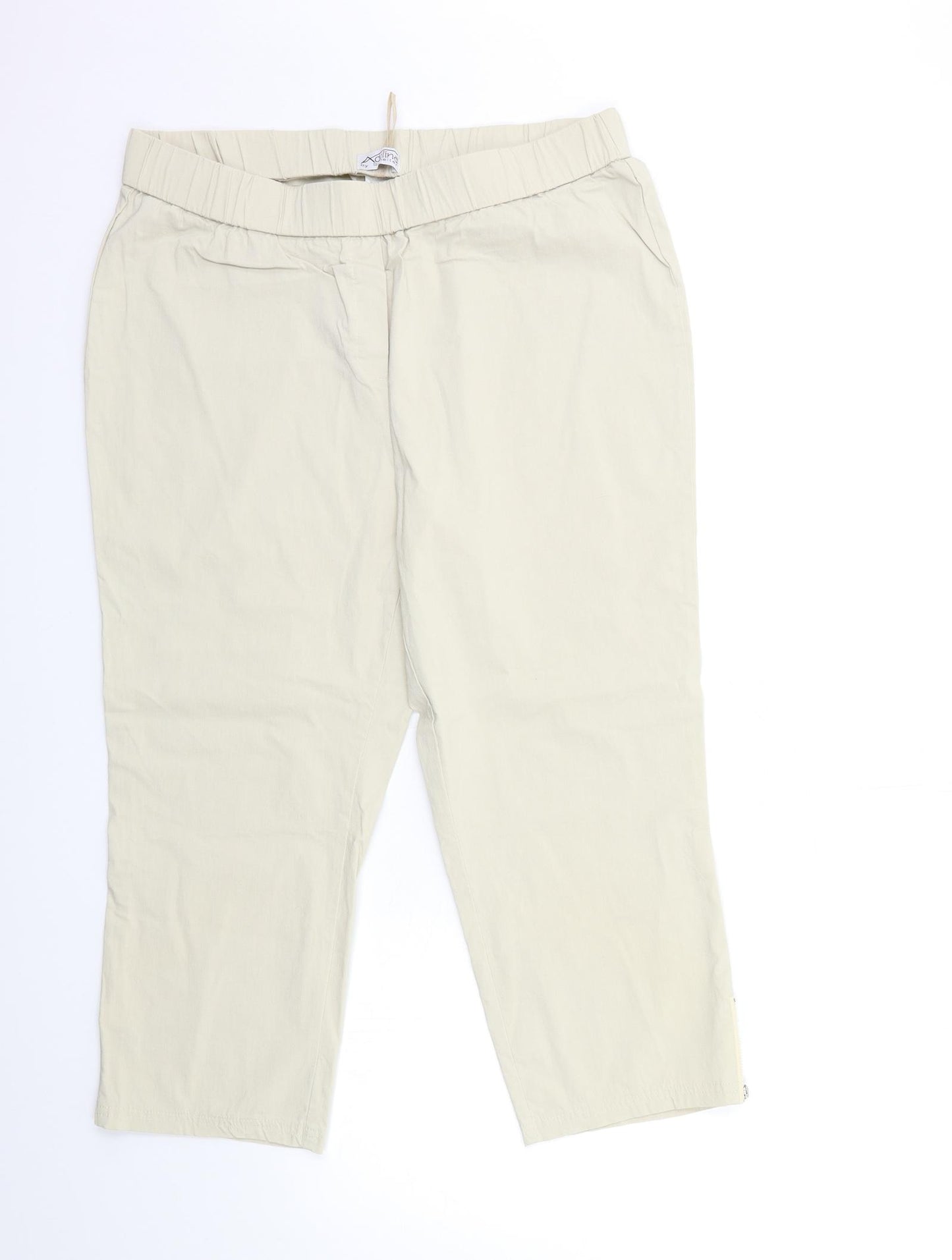 Adelina Womens Beige   Cropped Trousers Size 18 L23 in