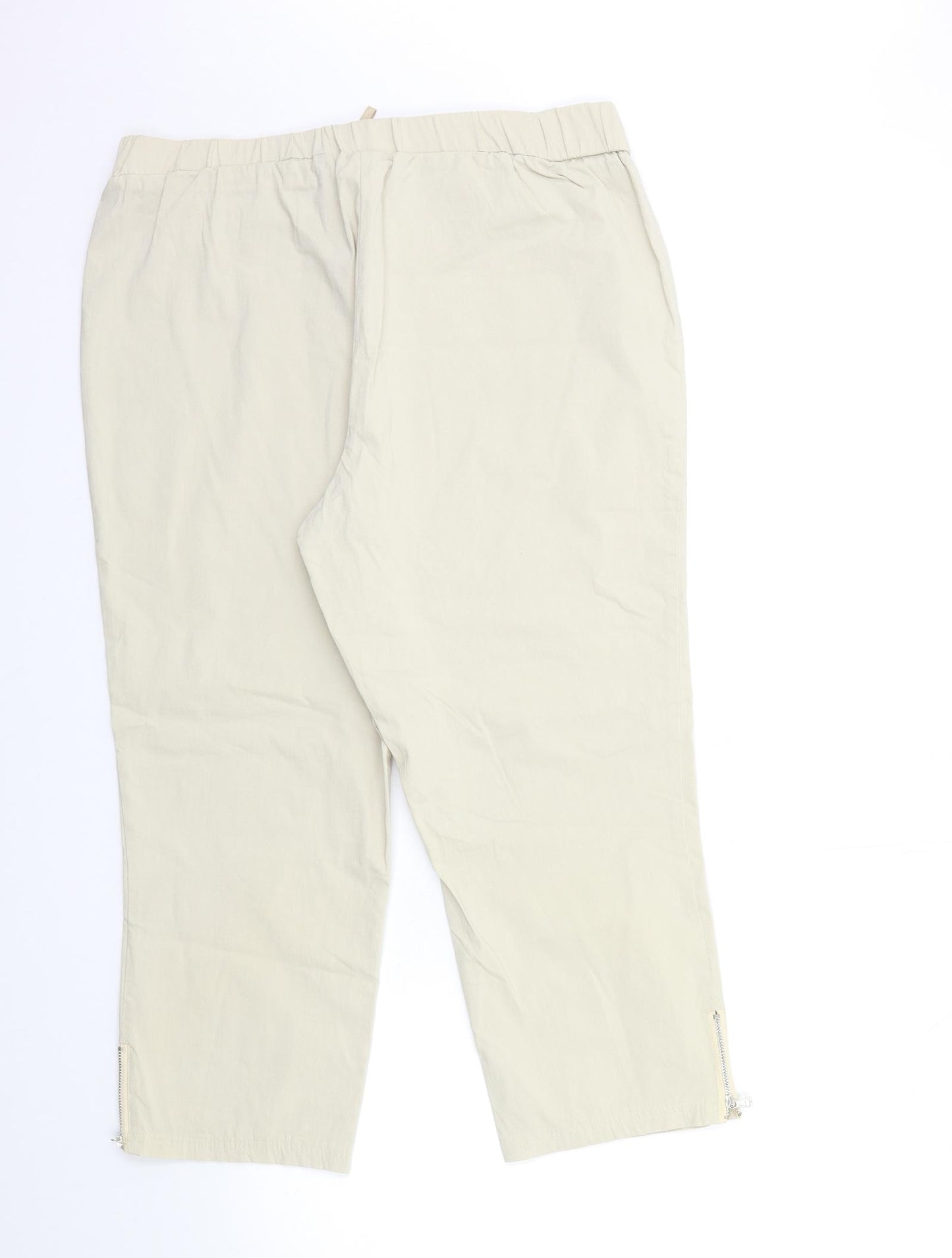 Adelina Womens Beige   Cropped Trousers Size 18 L23 in
