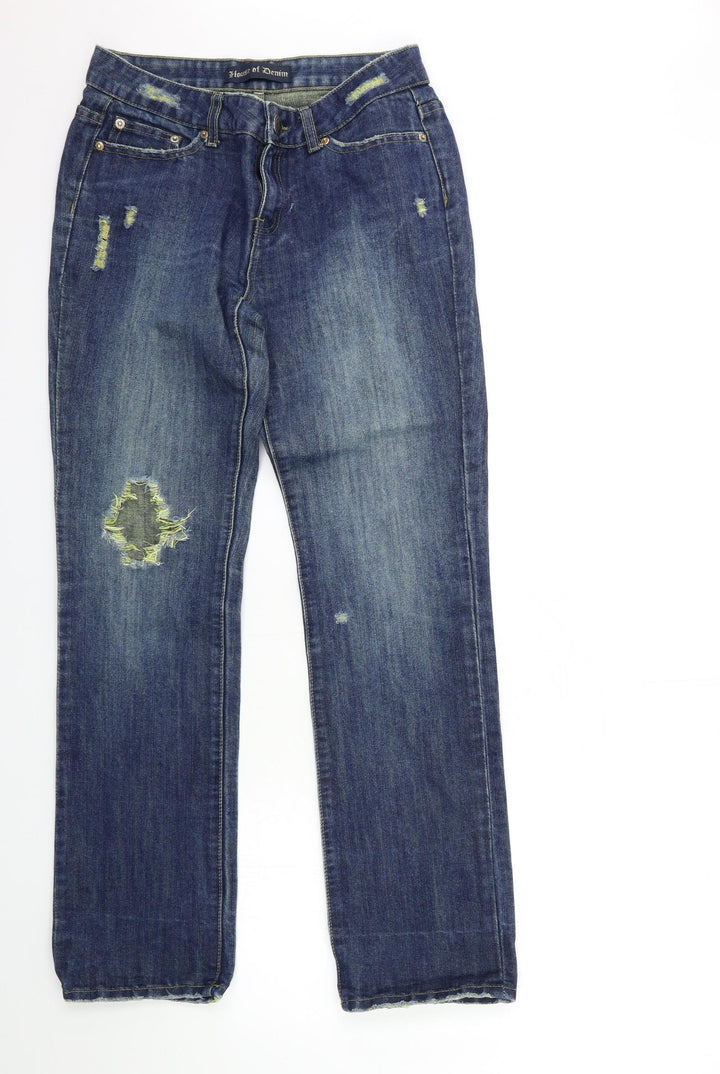 house of denim Womens Blue Denim Straight Jeans Size 10 L29 in