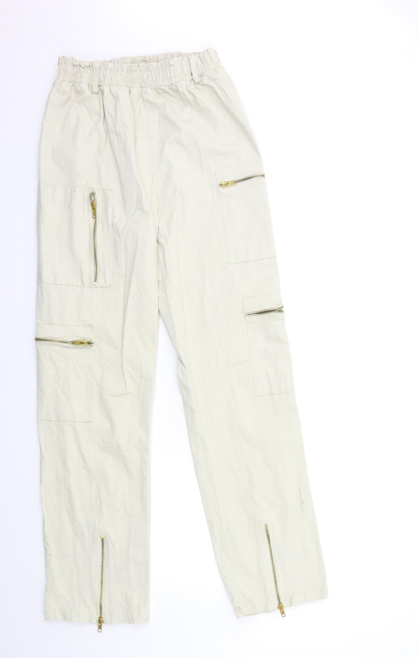 PRETTYLITTLETHING Womens Beige   Straight Jeans Size 10 L32 in