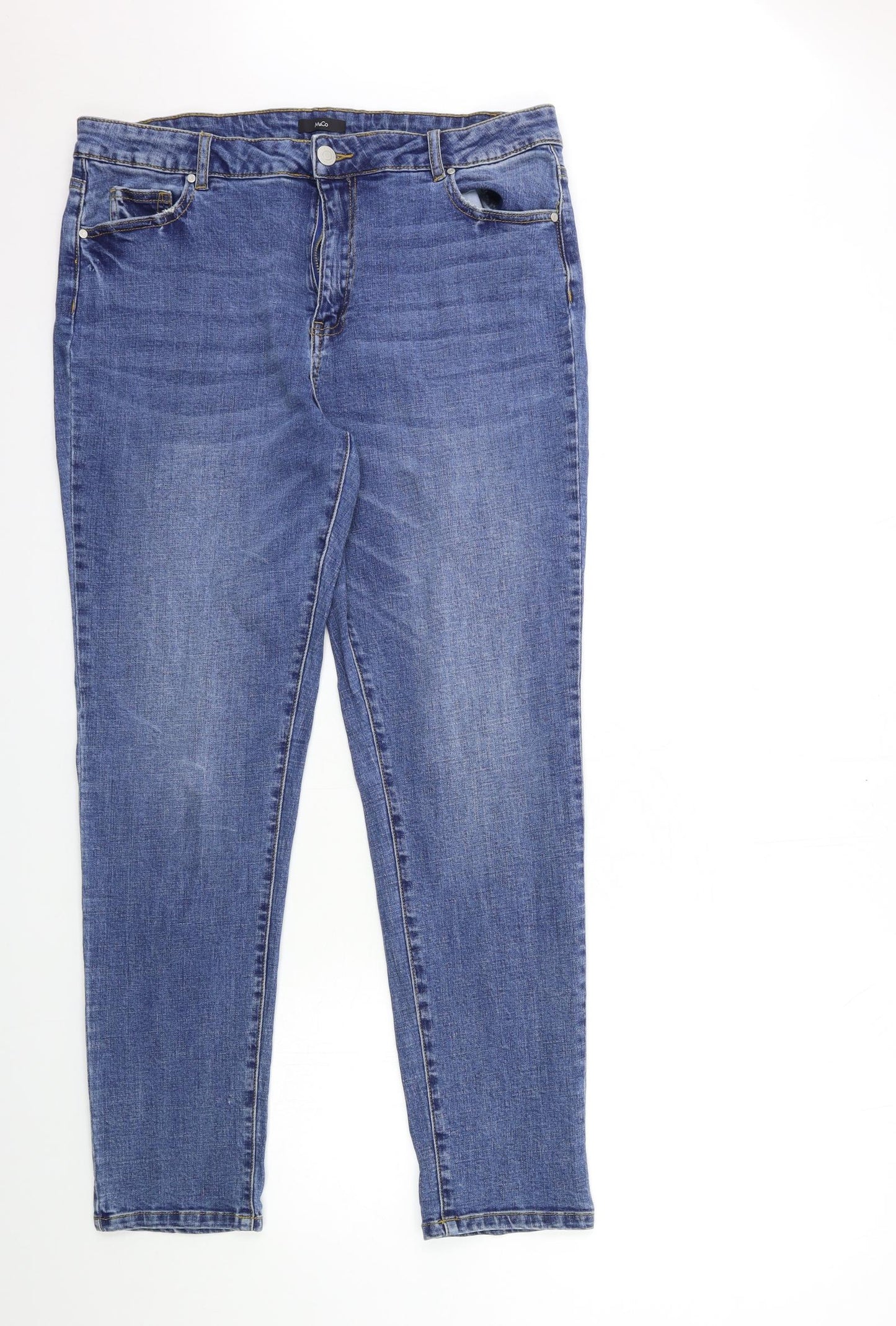 M&Co Womens Blue  Denim Straight Jeans Size 16 L30 in