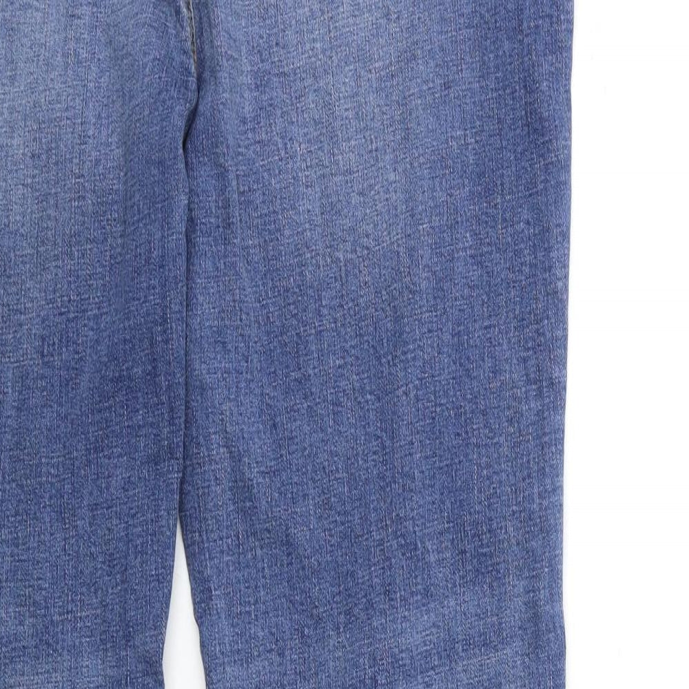 M&Co Womens Blue  Denim Straight Jeans Size 16 L30 in