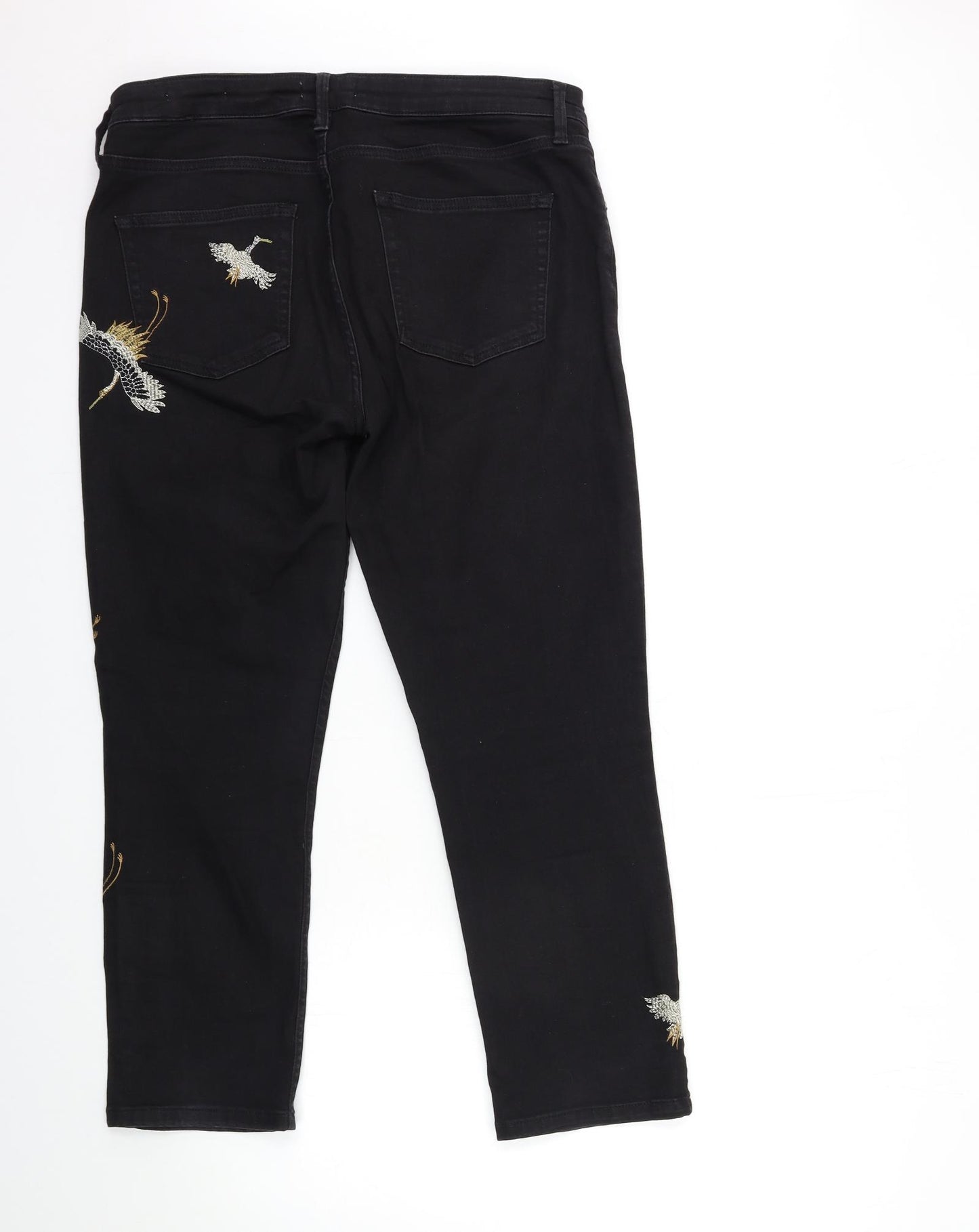 Savannah Miller Womens Black Animal Print Denim Skinny Jeans Size 14 L27 in