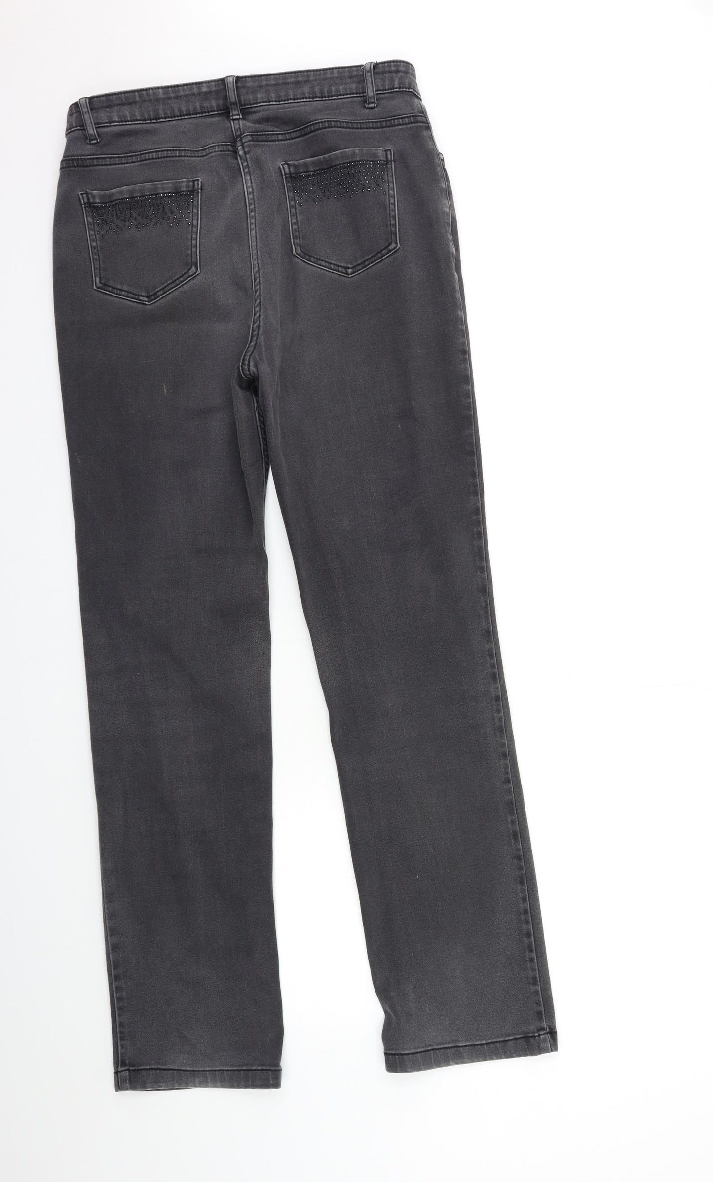Marks and Spencer Womens Grey  Denim Straight Jeans Size 12 L31 in