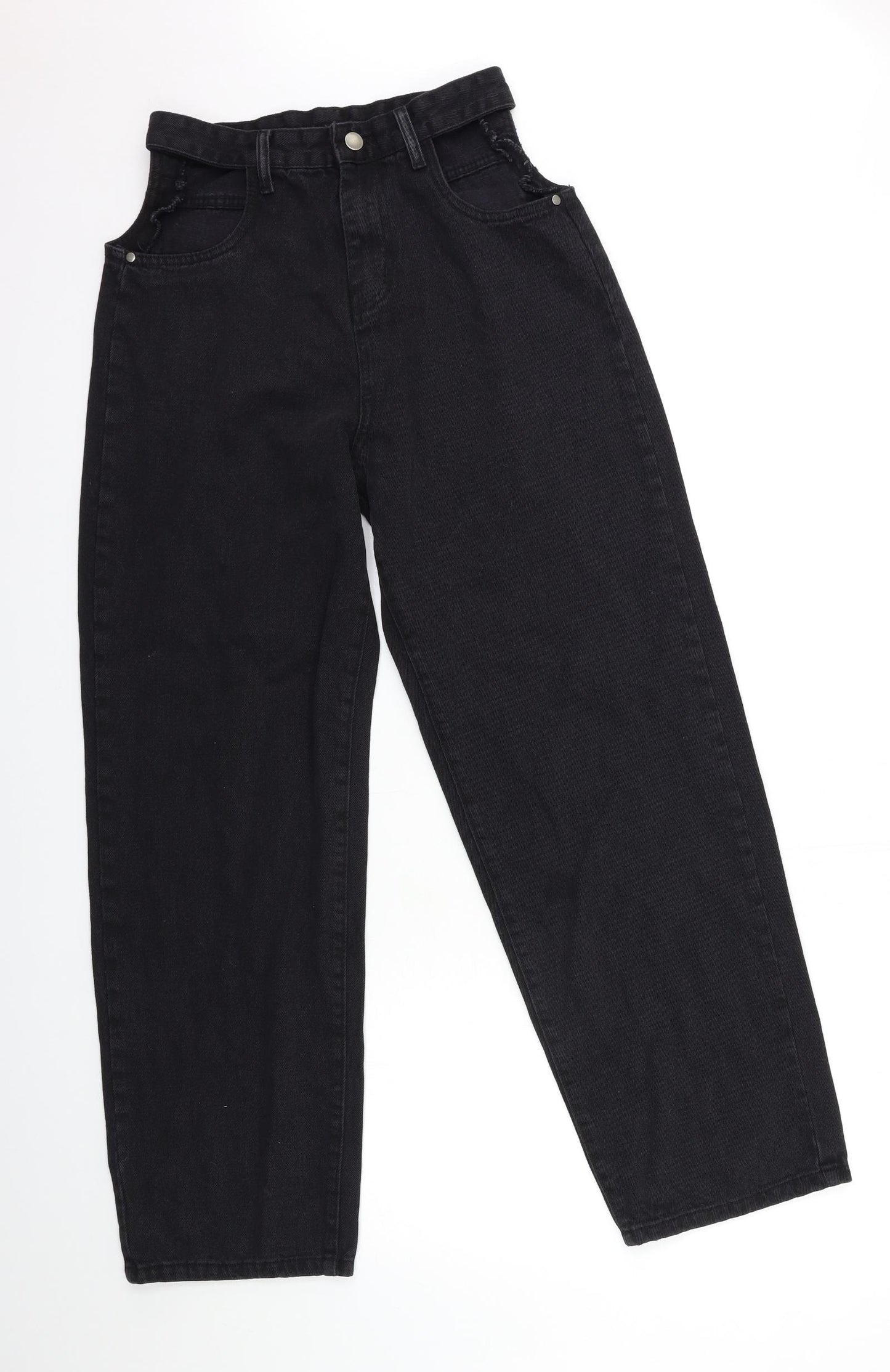 Preworn Womens Black  Denim Straight Jeans Size 26 in L29 in - open hip