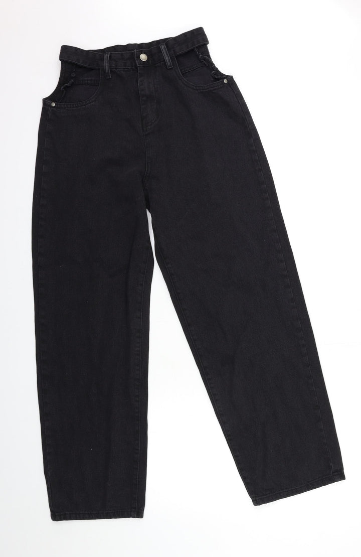 Preworn Womens Black  Denim Straight Jeans Size 26 in L29 in - open hip