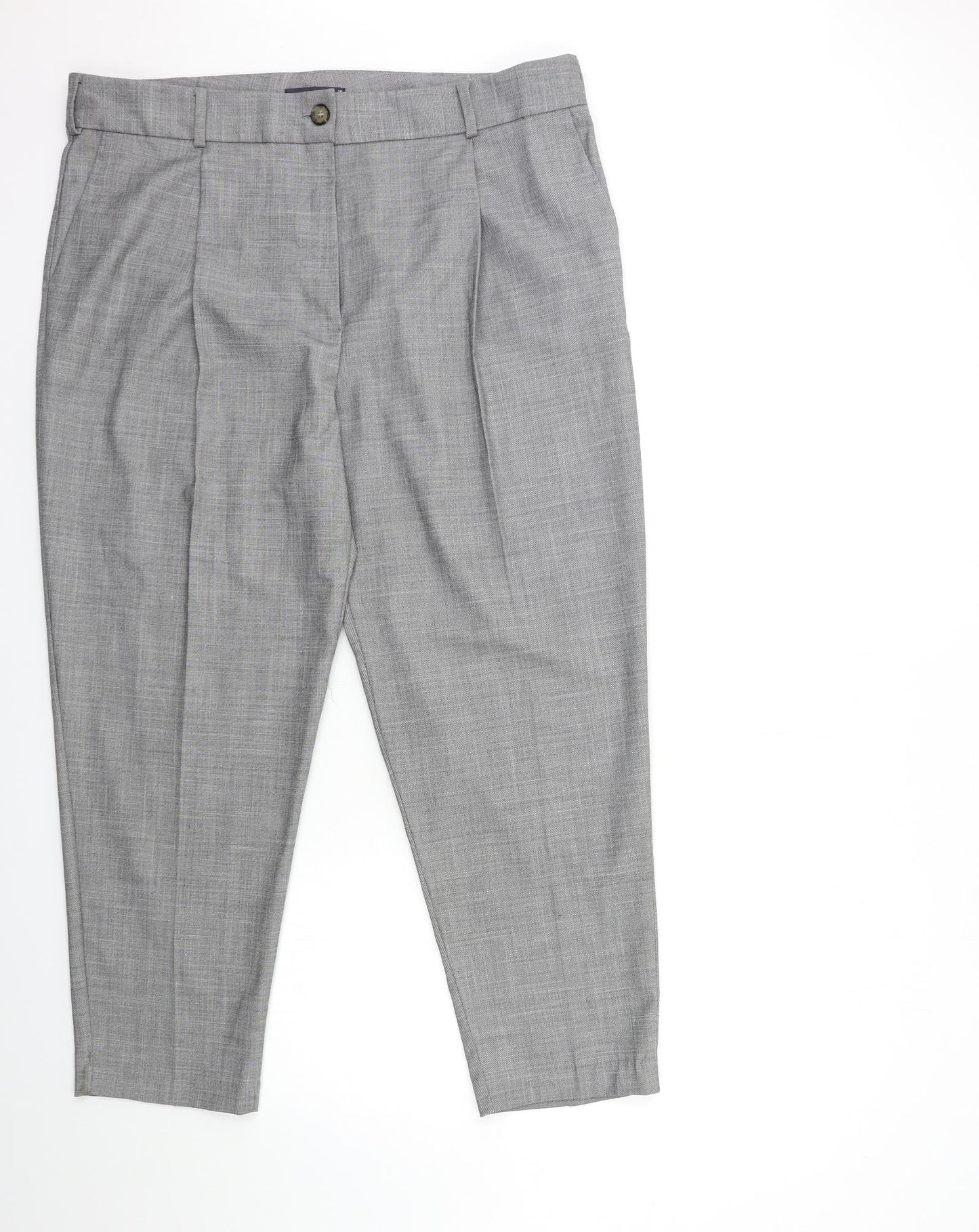 Marks and Spencer Womens Grey  Rayon Trousers  Size 18 L27 in