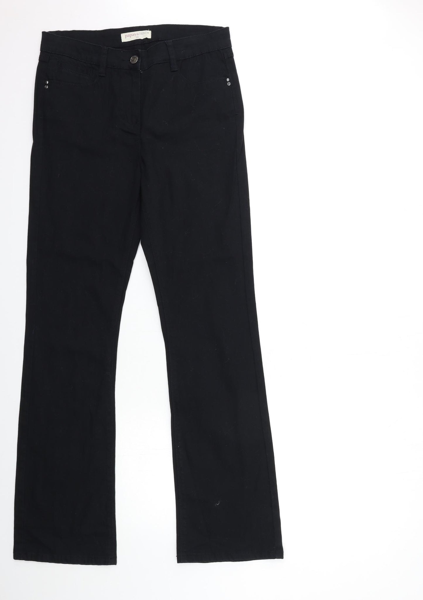 Papaya Womens Black  Denim Flared Jeans Size 12 L33 in
