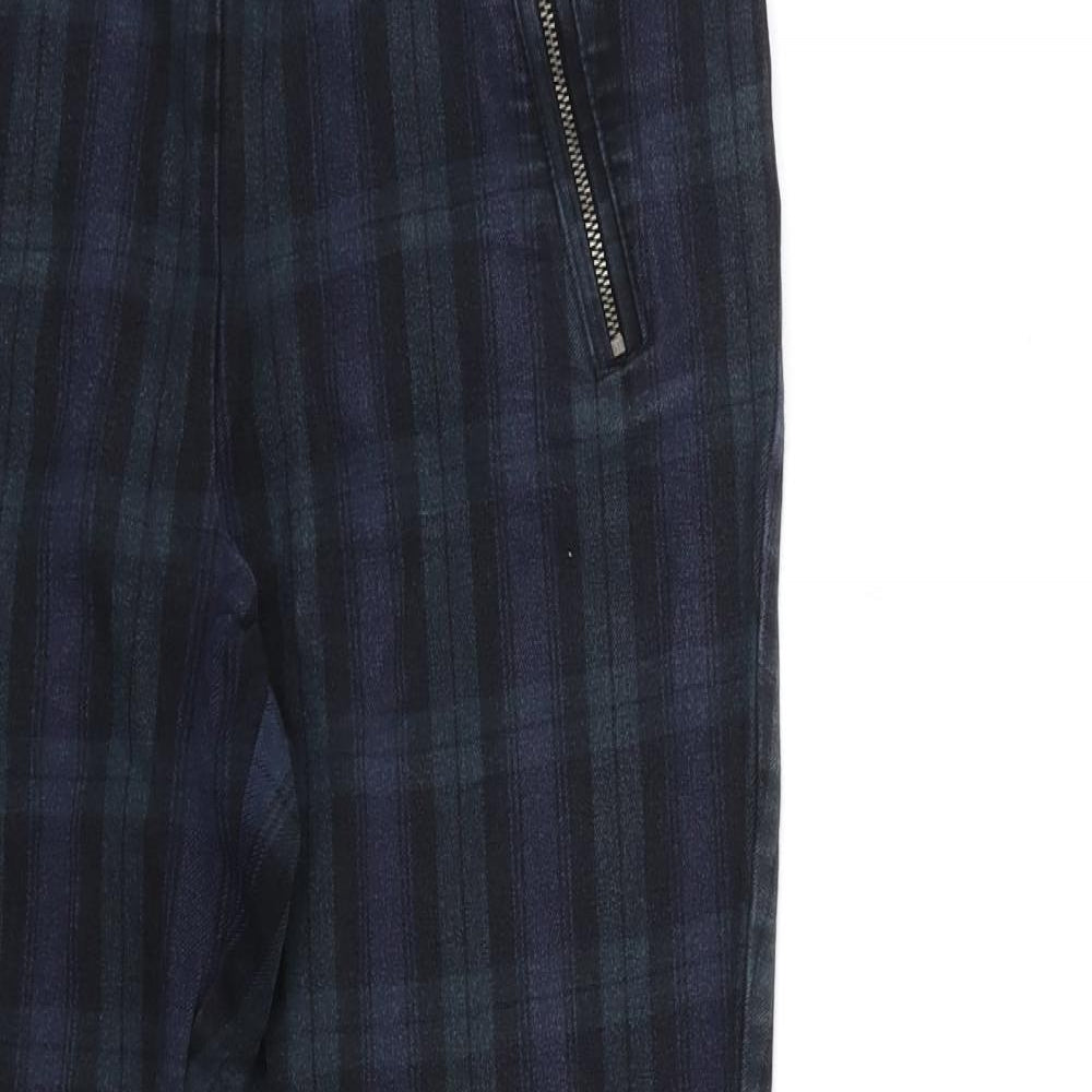 Marks and Spencer Womens Blue Check Denim Skinny Jeans Size 12 L25 in