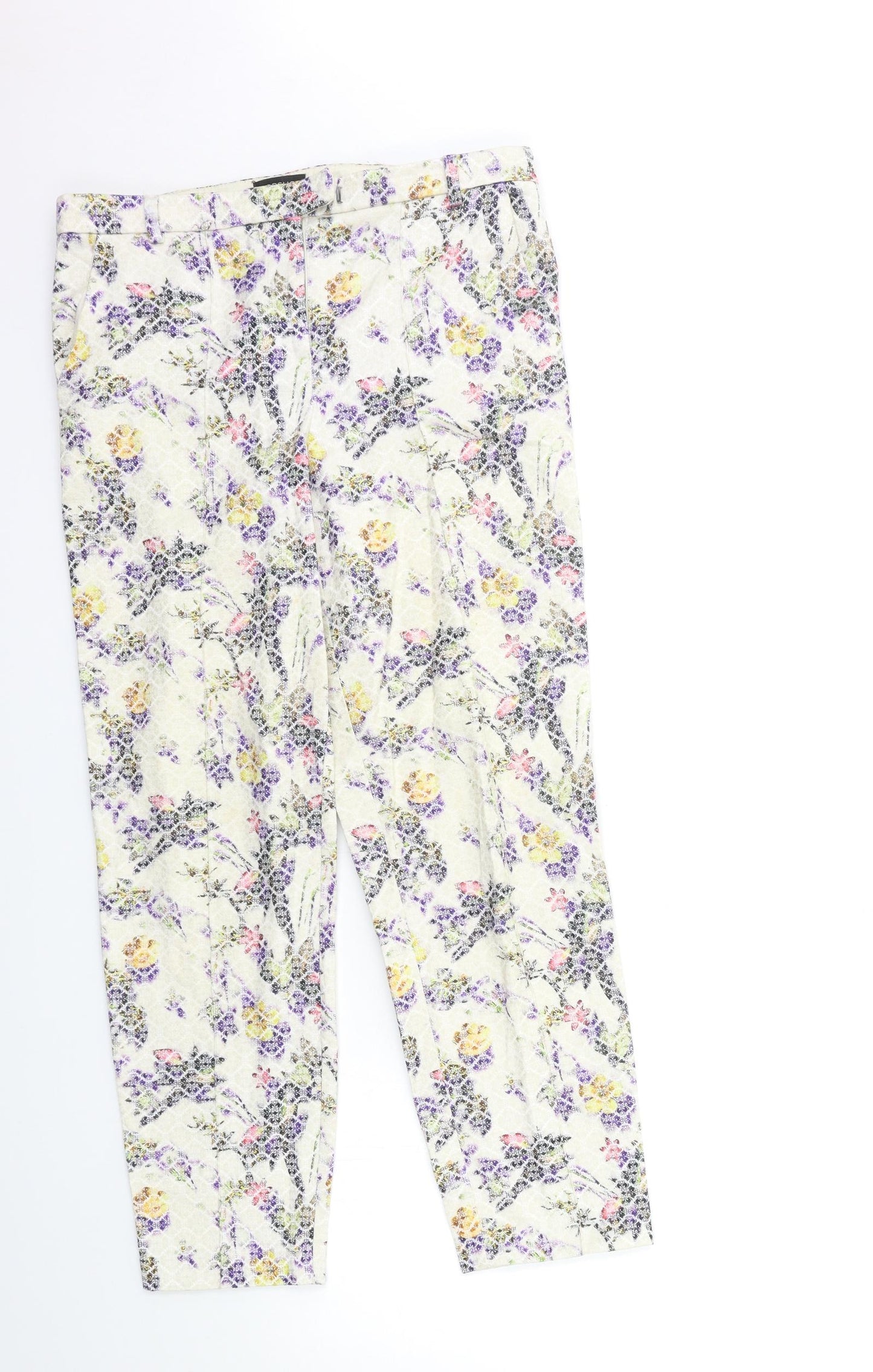 Topshop Womens White Floral  Trousers  Size 10 L27 in